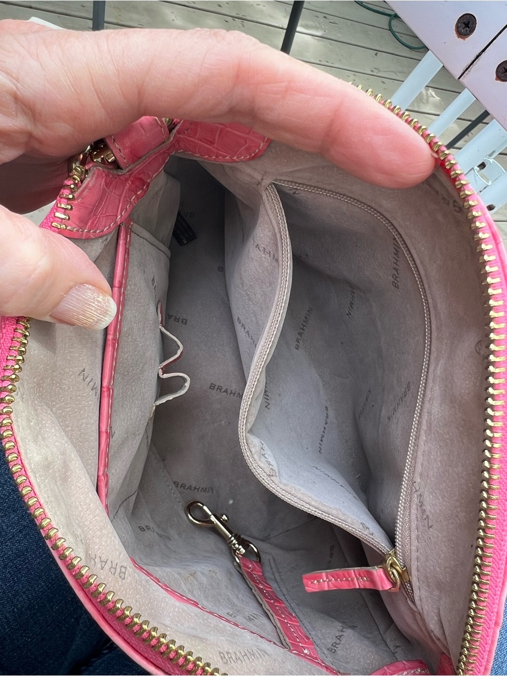 Brahmin Mini Duxbury Coral Pink Croc-Embossed Crossbody - Picture 5 of 10